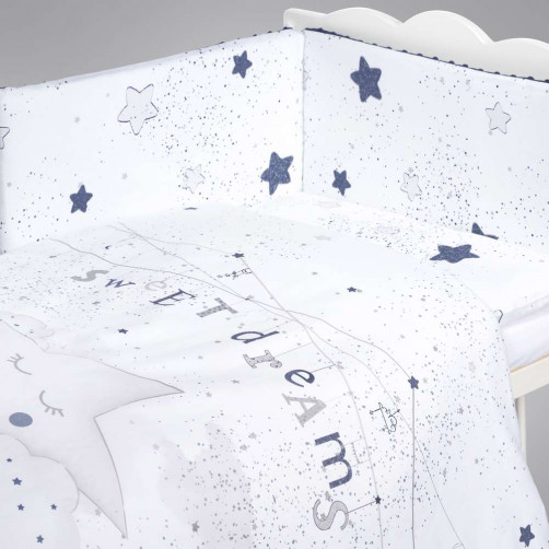Posteljnina za otroško posteljico AlberoMio moja modra zvezda (5 delna)