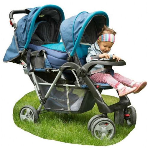 Otroški voziček Bambinoworld Exclusive Tandem turkizen - voziček za otroke z majhno starostno razliko